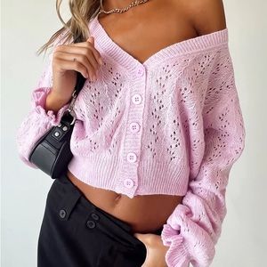 princess polly lyric cropped cardigan pink